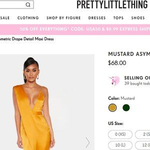 MUSTARD ASYMMETRIC DRAPE DETAIL MAXI DRESS